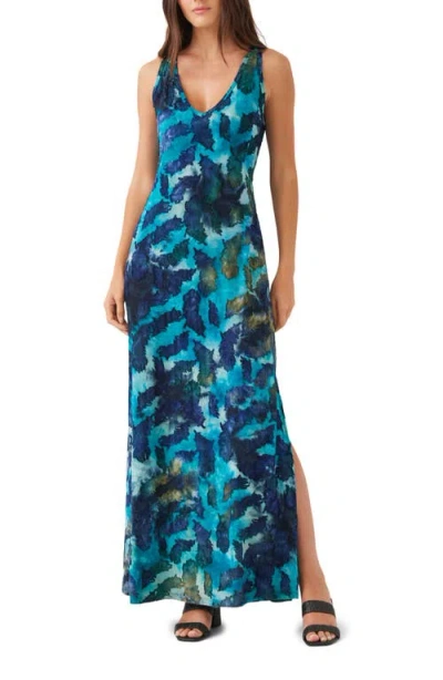Karen Kane Tie Dye Burnout Side Slit Maxi Dress In Multi
