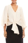 Karen Kane Tie Front Top In Ecru In Ecru