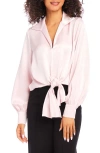 Karen Kane Satin Tie Front Top In Pink