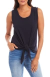 Karen Kane Tie Front Tank Top In Navy