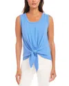 Karen Kane Tie Front Tank Top In Dusty Blue