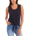 Karen Kane Tie Front Tank Top In Navy