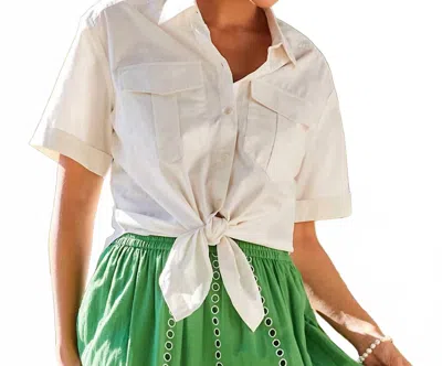 Karen Kane Tie Front Top In Cream In White