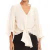 Karen Kane Tie Front Top In Ecru In Neutral