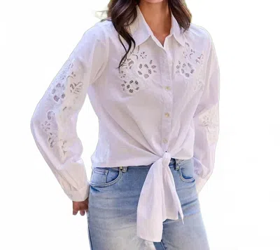Karen Kane Tie Front Top In Off White