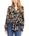Karen Kane Tie Front Top In Print