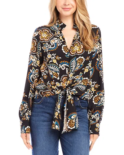 Karen Kane Tie Front Top In Print