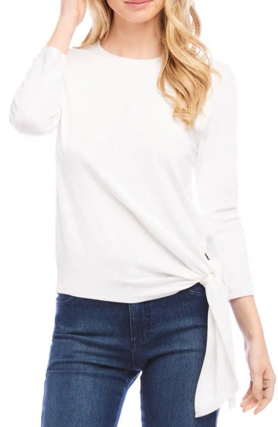 Karen Kane Tie Hem Crewneck Top In Off White