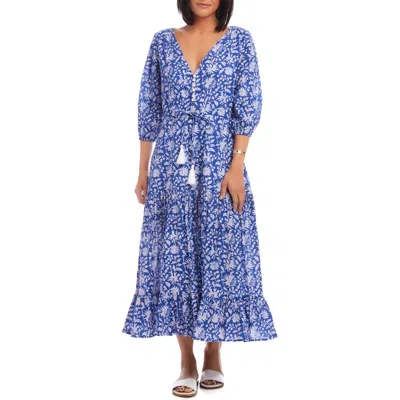 Karen Kane Tiered Cotton Midi Dress In Print