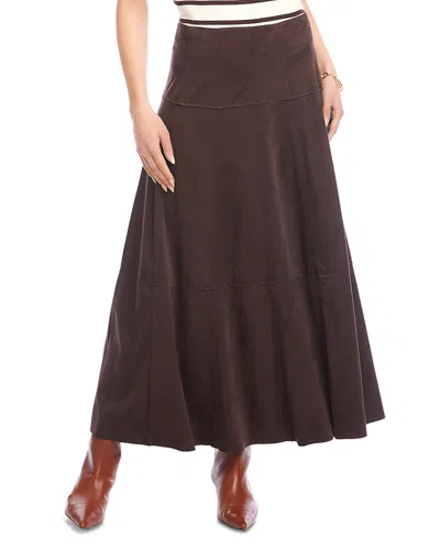 Karen Kane Tiered Faux Suede Skirt In Brown