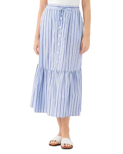 Karen Kane Stripe Tiered Cotton Skirt In Blue
