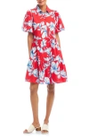 Karen Kane Tiered Puff Sleeve A-line Dress In Print