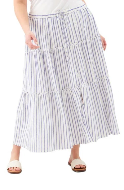 Karen Kane Tiered Stripe Linen Blend Midi Skirt In Multi