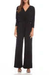 Karen Kane Travel Wide Leg Jersey Jumpsuit In Black