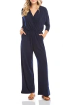 Karen Kane Wrinkle Resistant Jersey Jumpsuit In Navy