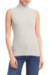 Karen Kane Turtleneck Rib Sleeveless Top In Gray
