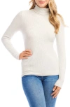 Karen Kane Ribbed Turtleneck Top In Heather In White