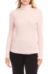 Karen Kane Ribbed Turtleneck Top In Rose In Pink