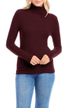 Karen Kane Turtleneck Rib Top In Wine