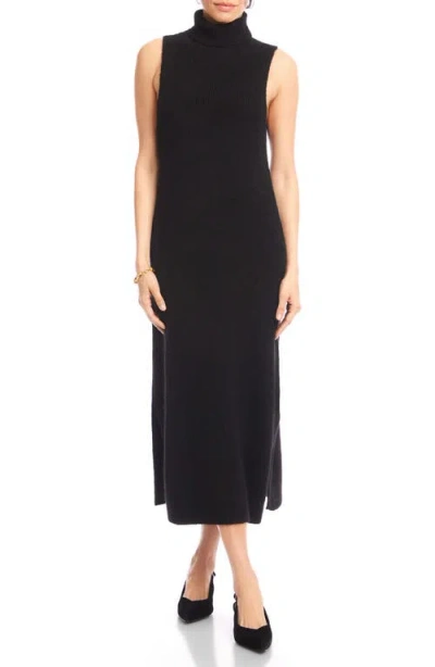 Karen Kane Turtleneck Sleeveless Sweater Midi Dress In Black