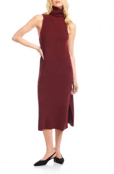 Karen Kane Turtleneck Sleeveless Sweater Midi Dress In Red