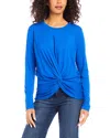 Karen Kane Twist Front Long Sleeve Top In Royal