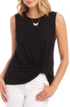 Karen Kane Twist Hem Tank In Black