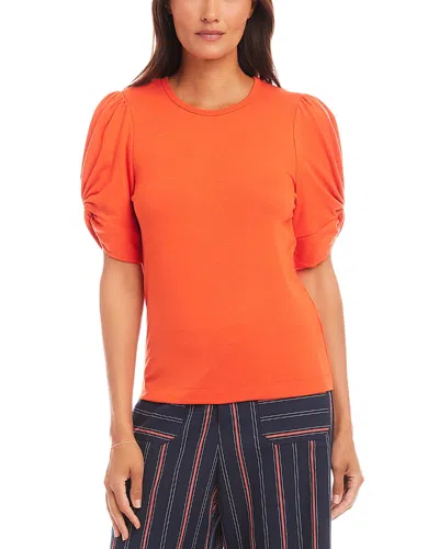 Karen Kane Twist Sleeve Top In Bright Orange