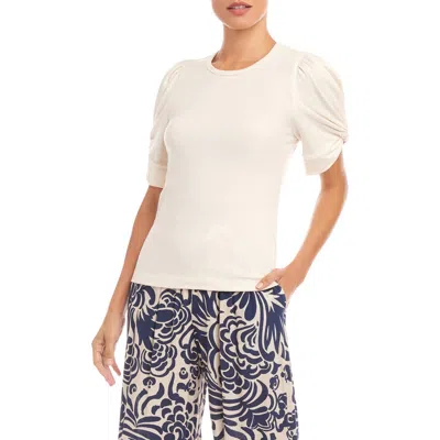 Karen Kane Twist Sleeve Top In Cream
