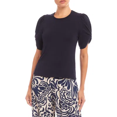 Karen Kane Twist Sleeve Top In Navy