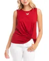 Karen Kane Sleeveless Pick-up Top In Brick In Brick