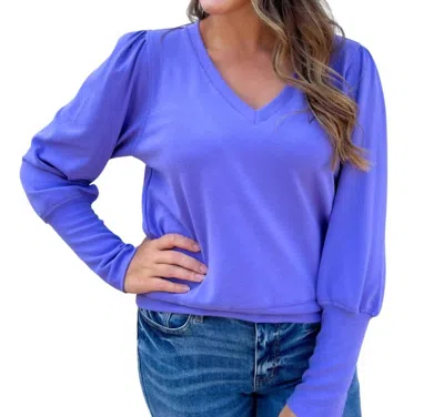 Karen Kane V-neck Bishop Sleeve Top In Lavender In Purple