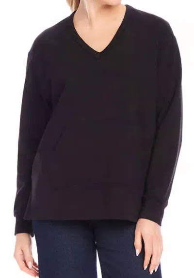 Karen Kane V-neck Sweatshirt In Black