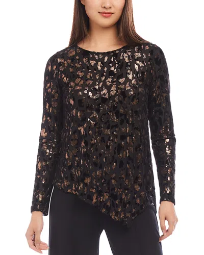 Karen Kane Metallic Leopard Burnout Long Sleeve Top In Copper