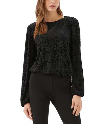 Karen Kane Velvet Burnout Boat Neck Top In Black