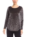 Karen Kane Velvet Burnout Shirttail Top In Black