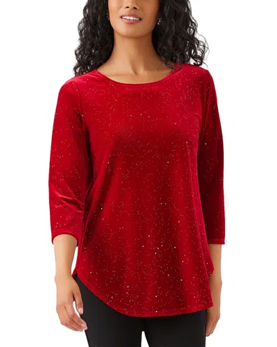 Karen Kane Velvet Sparkle Shirttail Top In Red