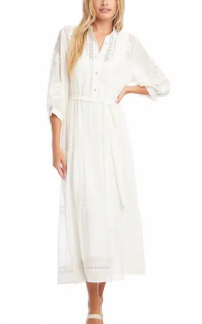 Karen Kane White Tiered Maxi Dress With Tie Front
