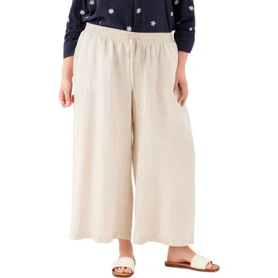 Karen Kane Wide Leg Drawstring Linen Pants In Neutral