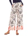 Karen Kane Wide Leg Drawstring Cotton Pants In Print