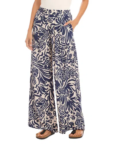 Karen Kane Wide Leg Printed Pants In Blue Print