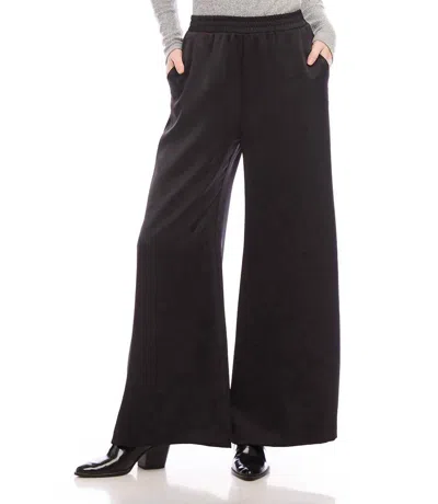 KAREN KANE WIDE LEG SATIN PANTS IN BLACK