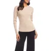 Karen Kane Wide Rib Crewneck Sweater In Almond