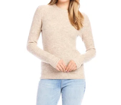 Karen Kane Wide Ribbed Crewneck Sweater In Almond In Brown