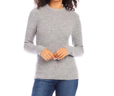 Karen Kane Wide Ribbed Crewneck Sweater In Gray
