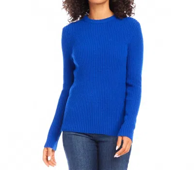 Karen Kane Wide Ribbed Crewneck Sweater In Royal In Blue