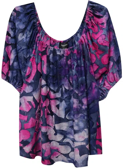 Karen Kane Women's Biby Tie Dye Shirt In Navy-blue And Berry. In Multi