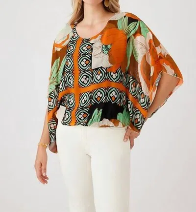 Karen Kane Women's Blouson Scarf Top In Floral In Purple