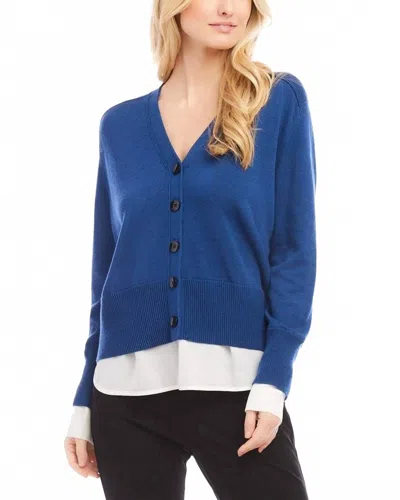 Karen Kane Women's Layered Sweater Cardigan In Dark Blue