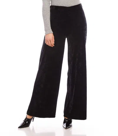 Karen Kane Crushed Velvet Ankle Wide Leg Pants In Black